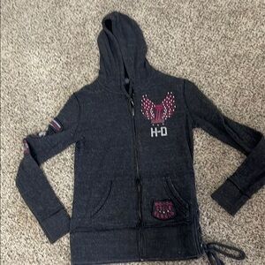 Harley-Davidson Black Hoodie with Pink Accents